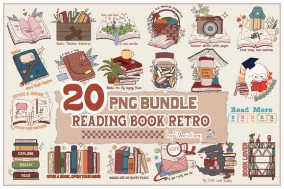 Bring Vintage Charm to Your Projects with the Reading Books Retro Bundle