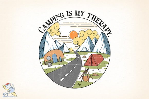 Camping Camping is My Therapy: A Digital Art Journey into Nature's Calm