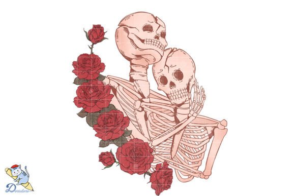 Flower Skeleton Love Valentine Retro Design