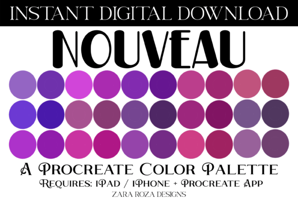 Nouveau Procreate Color Palette: Elevating Your Digital Art with Soft Pastels and Rich Ombres